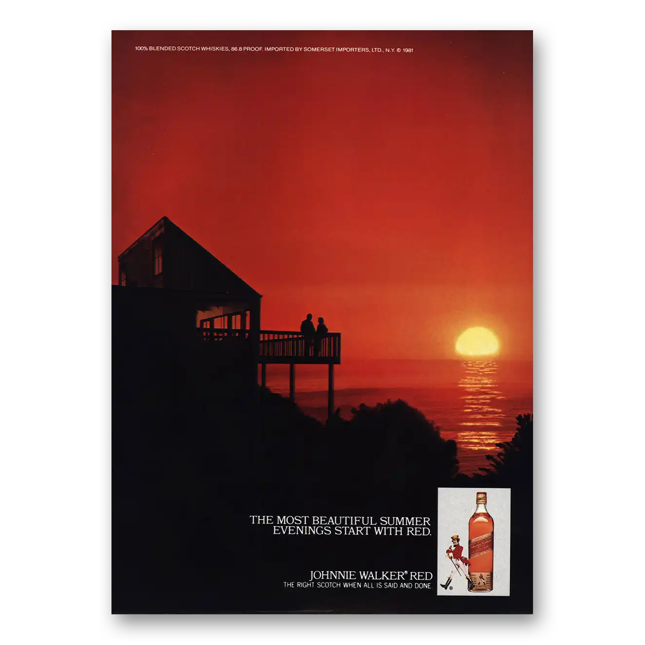 1983 Johnnie Walker Beautiful Summer Evenings Vintage Magazine Print Ad