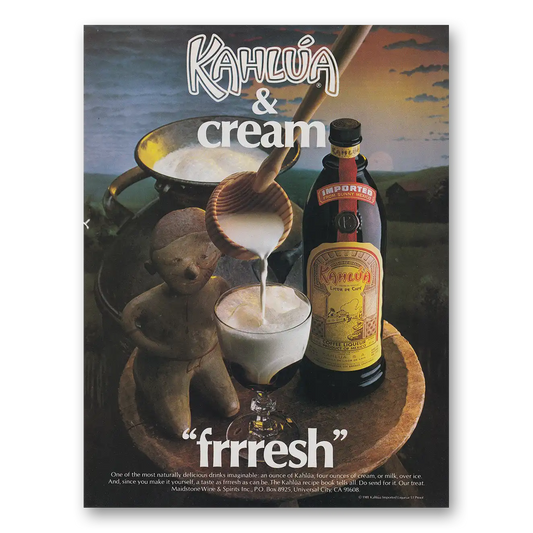 1983 Kahlua and Cream Frrresh Vintage Magazine Print Ad