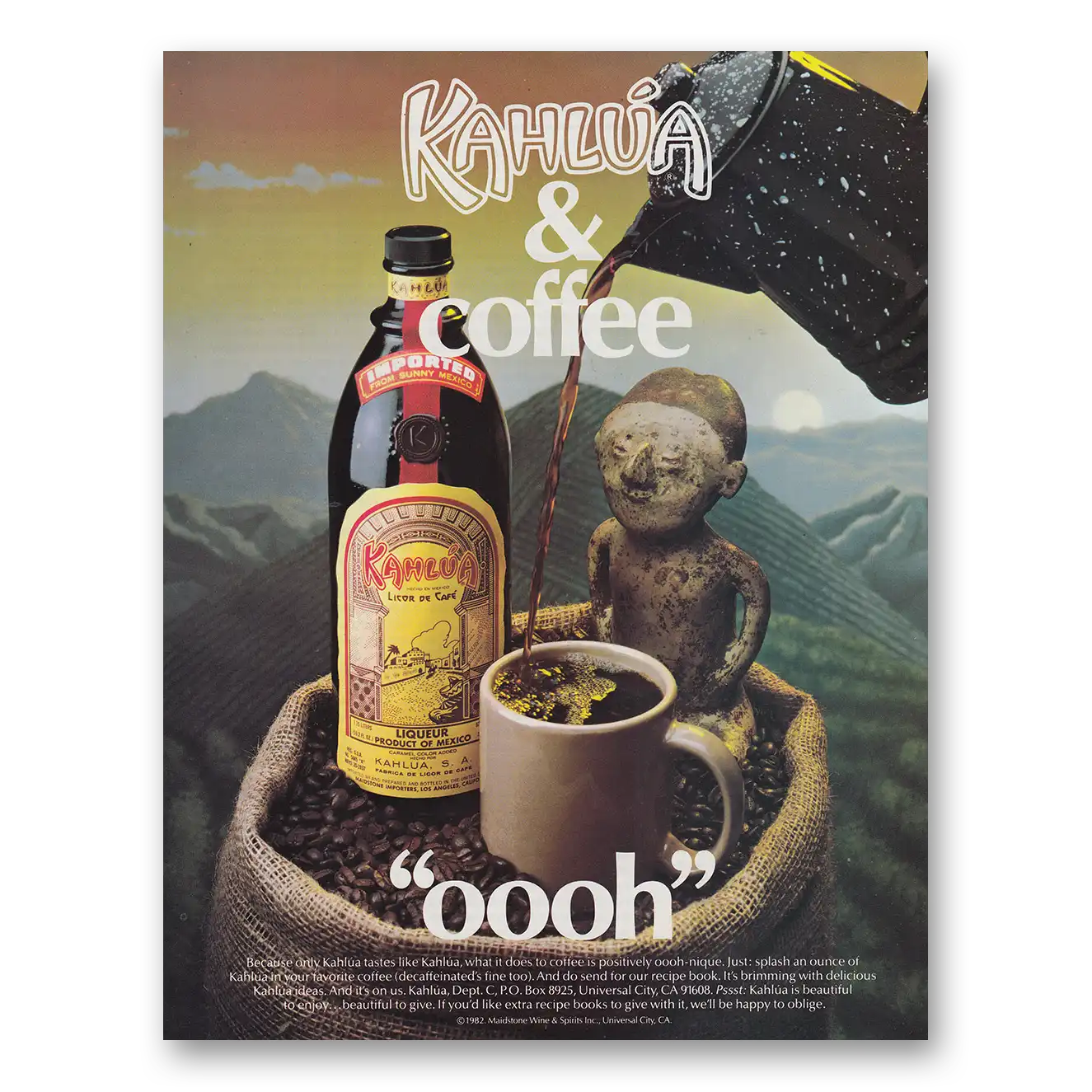 1983 Kahlua and Coffee Oooh Vintage Magazine Print Ad