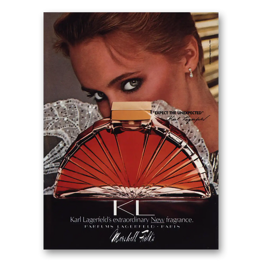 1983 Karl Lagerfeld KL Parfums Extraordinary New Fragrance Vintage Magazine Print Ad