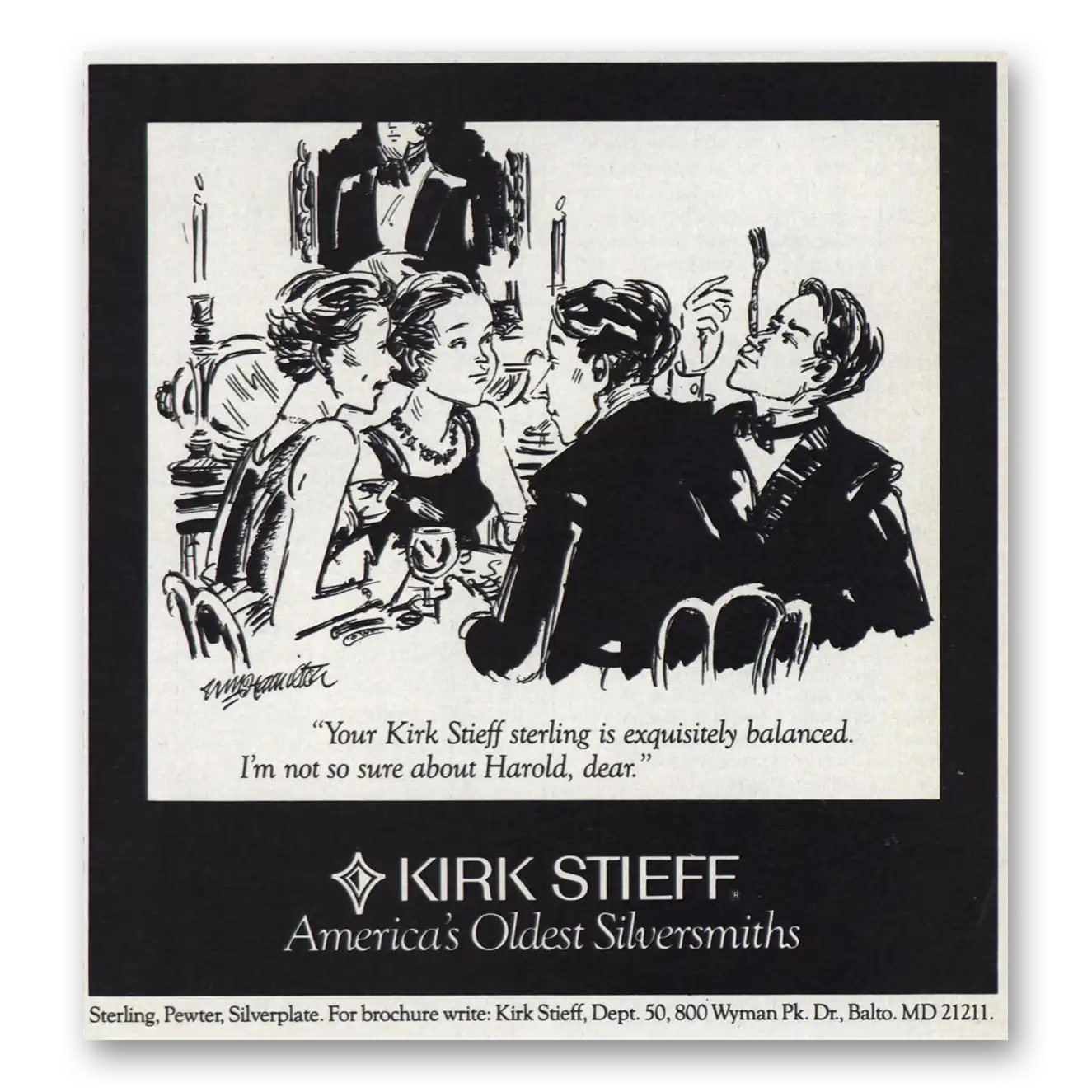 1983 Kirk Stieff Americas Oldest Silversmiths Vintage Magazine Print Ad