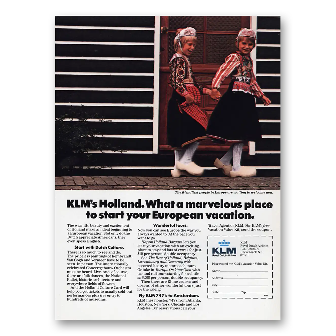 1983 KLM Royal Dutch Airlines Holland What a Marvelous Place Vintage Magazine Print Ad