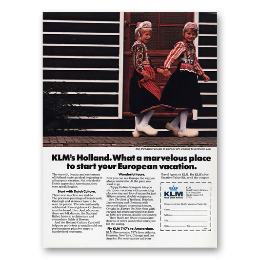 1983 KLM Royal Dutch Airlines Holland What a Marvelous Place Vintage Magazine Print Ad