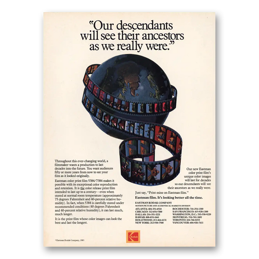 1983 Kodak Our Decendants Will See Their Ancestors Vintage Magazine Print Ad