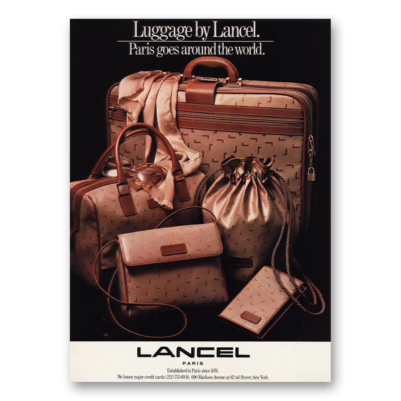 1983 Lancel Paris Goes Around the World Vintage Magazine Print Ad