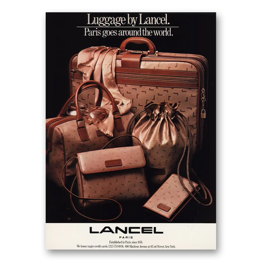 1983 Lancel Paris Goes Around the World Vintage Magazine Print Ad