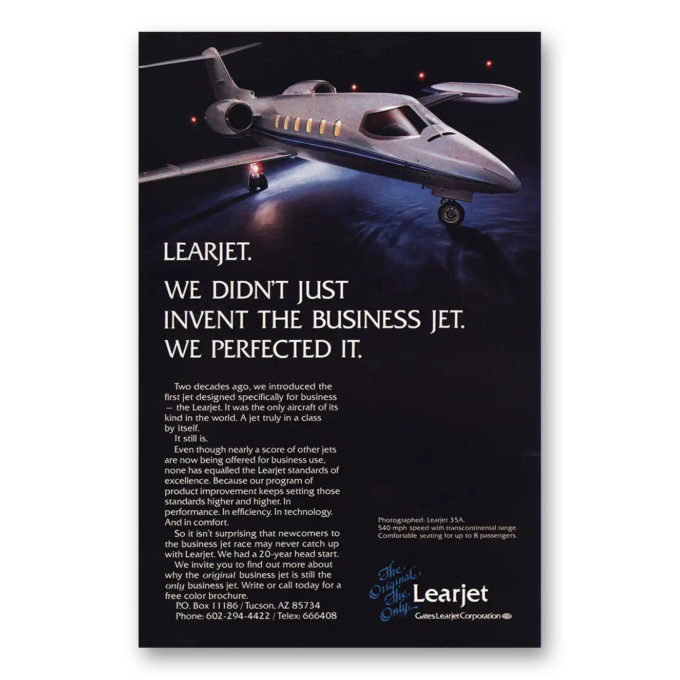 1983 Gates Learjet Business Jet We Perfected It Vintage Magazine Print Ad