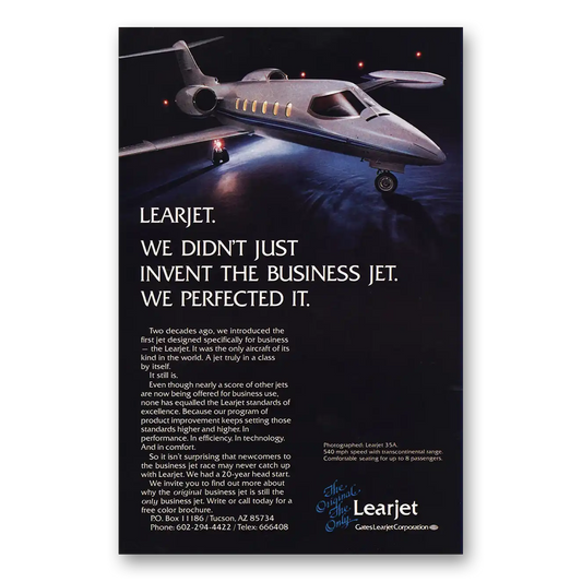 1983 Gates Learjet Business Jet We Perfected It Vintage Magazine Print Ad