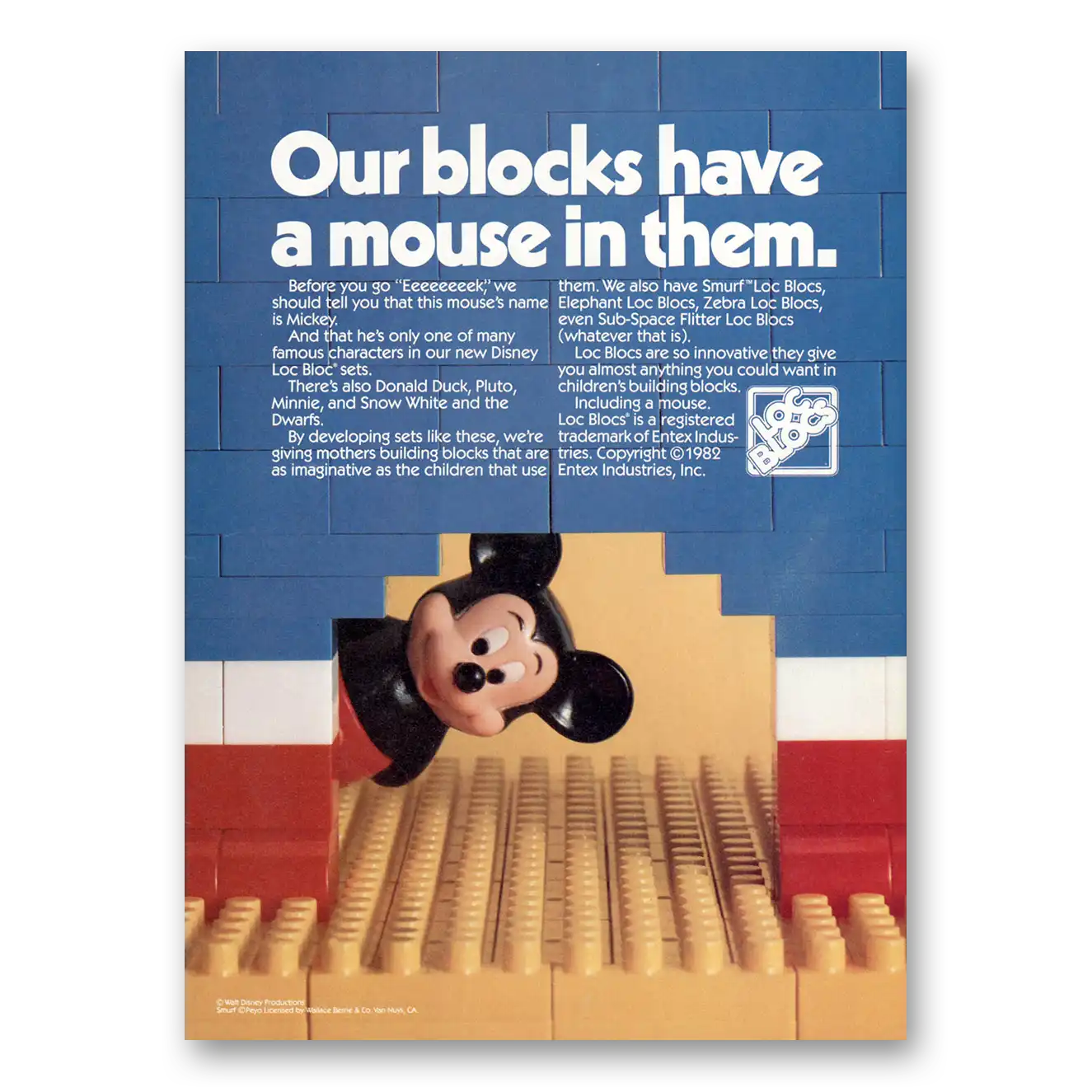 1983 Loc Blocks Blocks Have a Mouse In Them Disney Vintage Magazine Print Ad