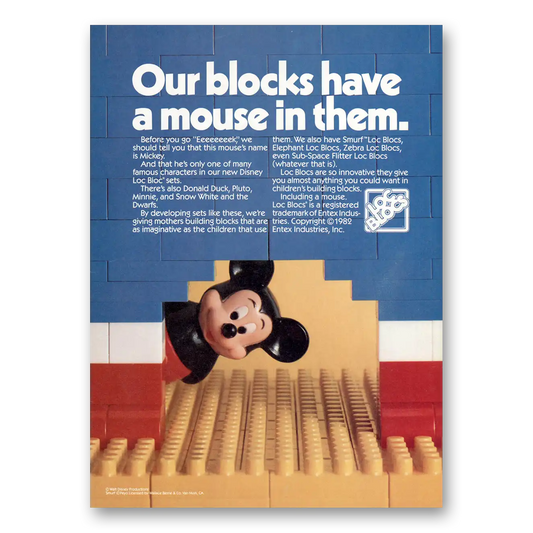 1983 Loc Blocks Blocks Have a Mouse In Them Disney Vintage Magazine Print Ad