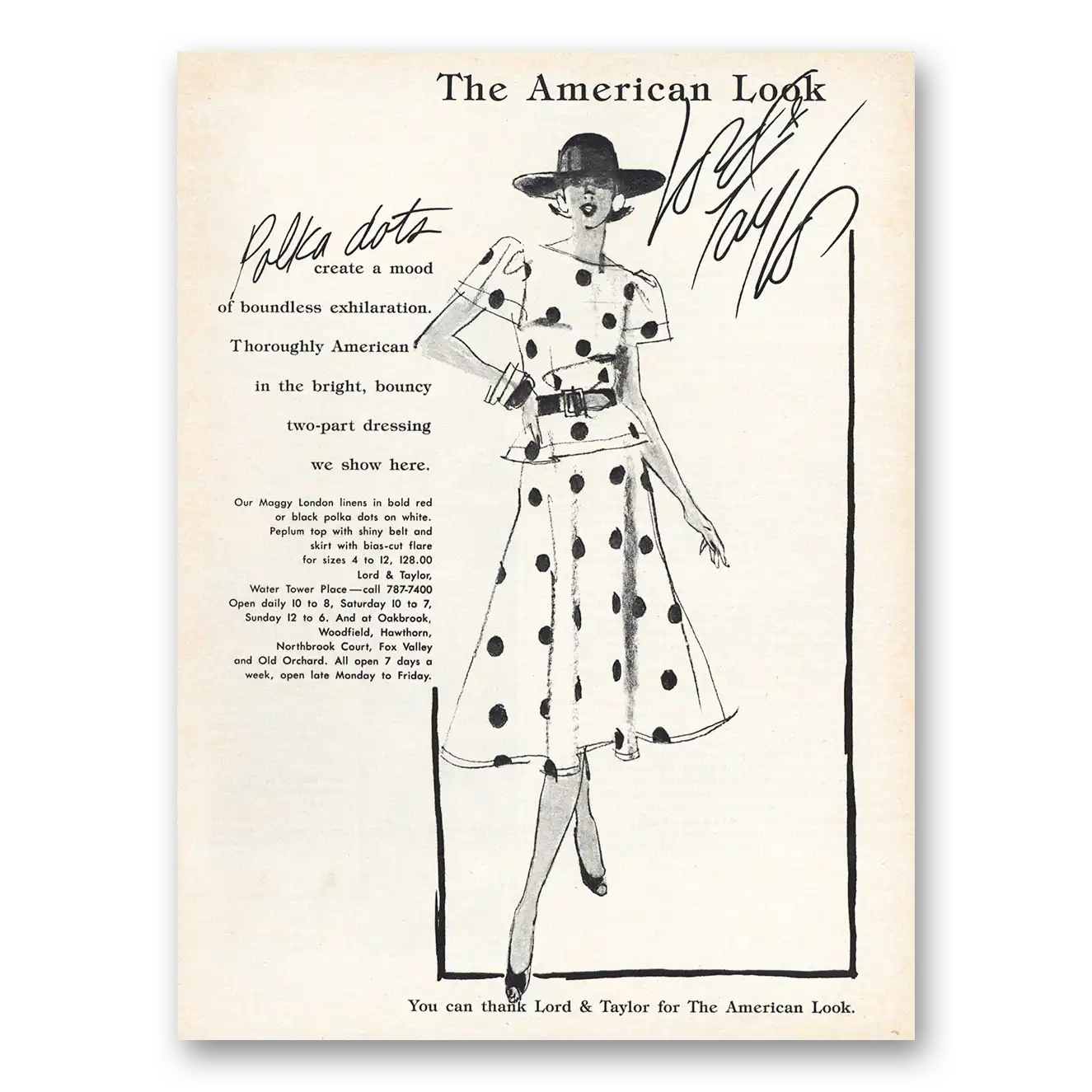 1983 Lord & Taylor Polka Dots Create a Mood Vintage Magazine Print Ad