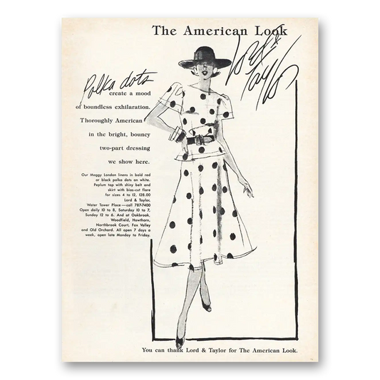 1983 Lord & Taylor Polka Dots Create a Mood Vintage Magazine Print Ad