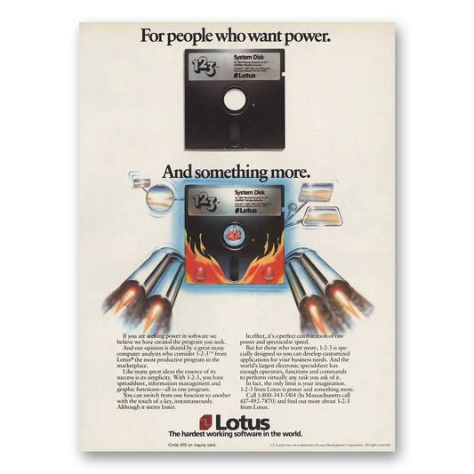 1983 Lotus Software People Who Want Power and Something More Vintage Magazine Print Ad