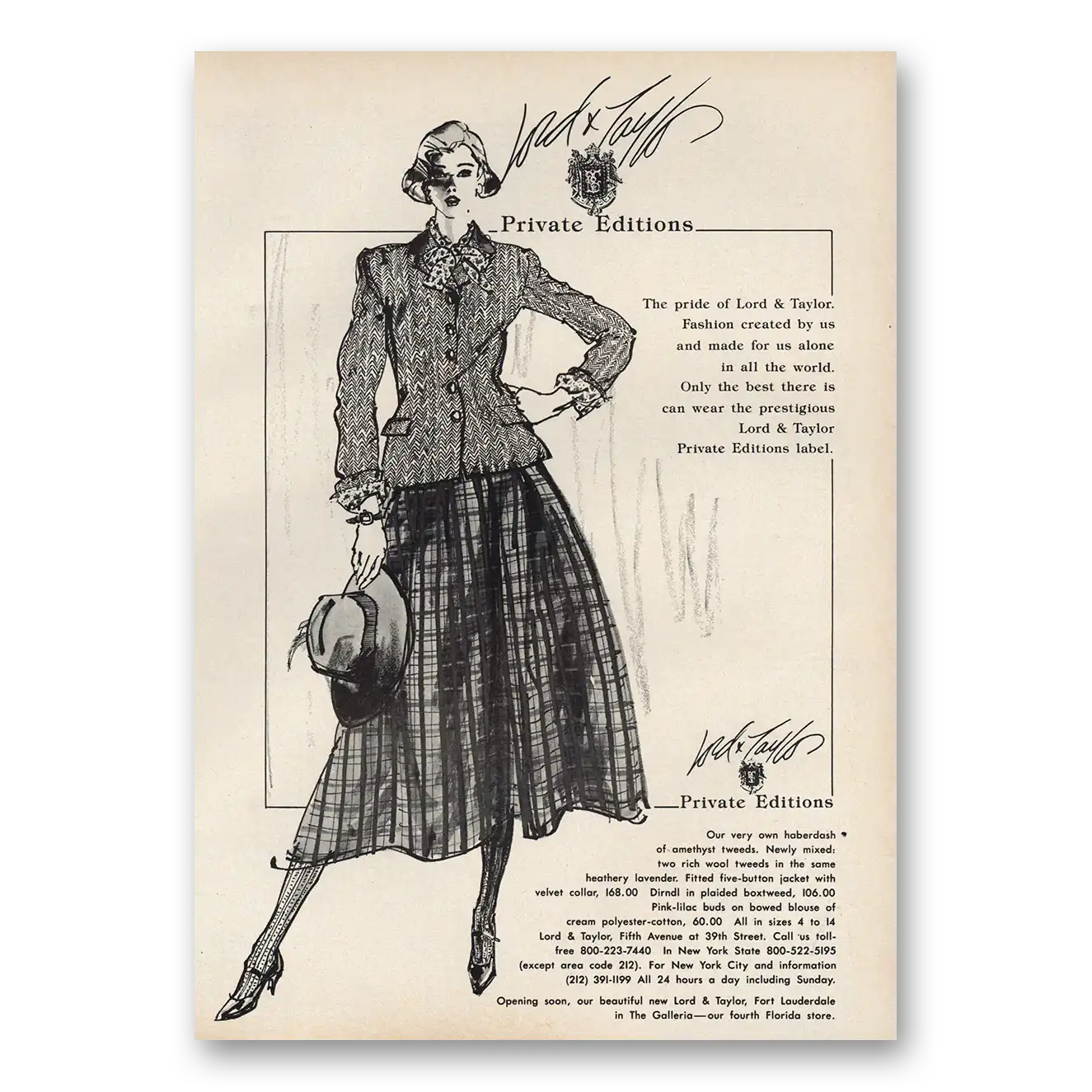 1983 Lord & Taylor Private Editions Vintage Magazine Print Ad