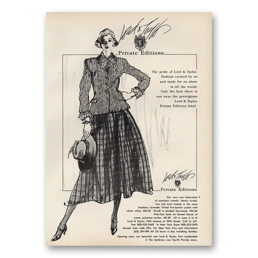 1983 Lord & Taylor Private Editions Vintage Magazine Print Ad