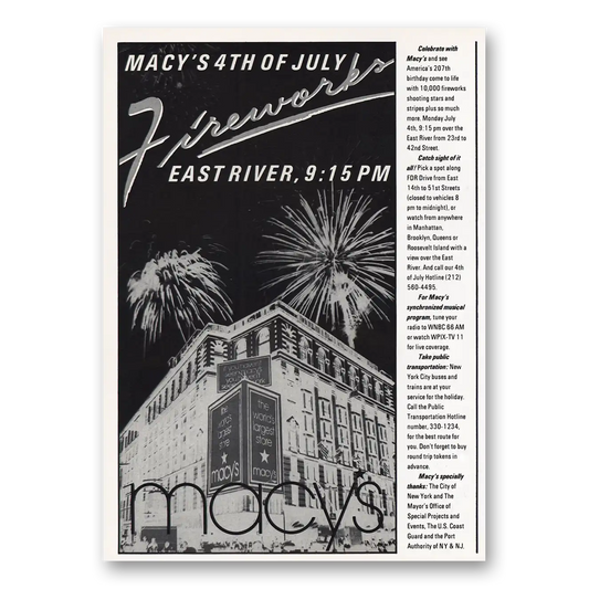 1983 Macys 4th of July Fireworks East River Vintage Magazine Print Ad