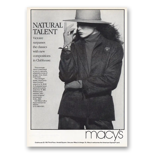 1983 Macys Natural Talent Victoire Vintage Magazine Print Ad