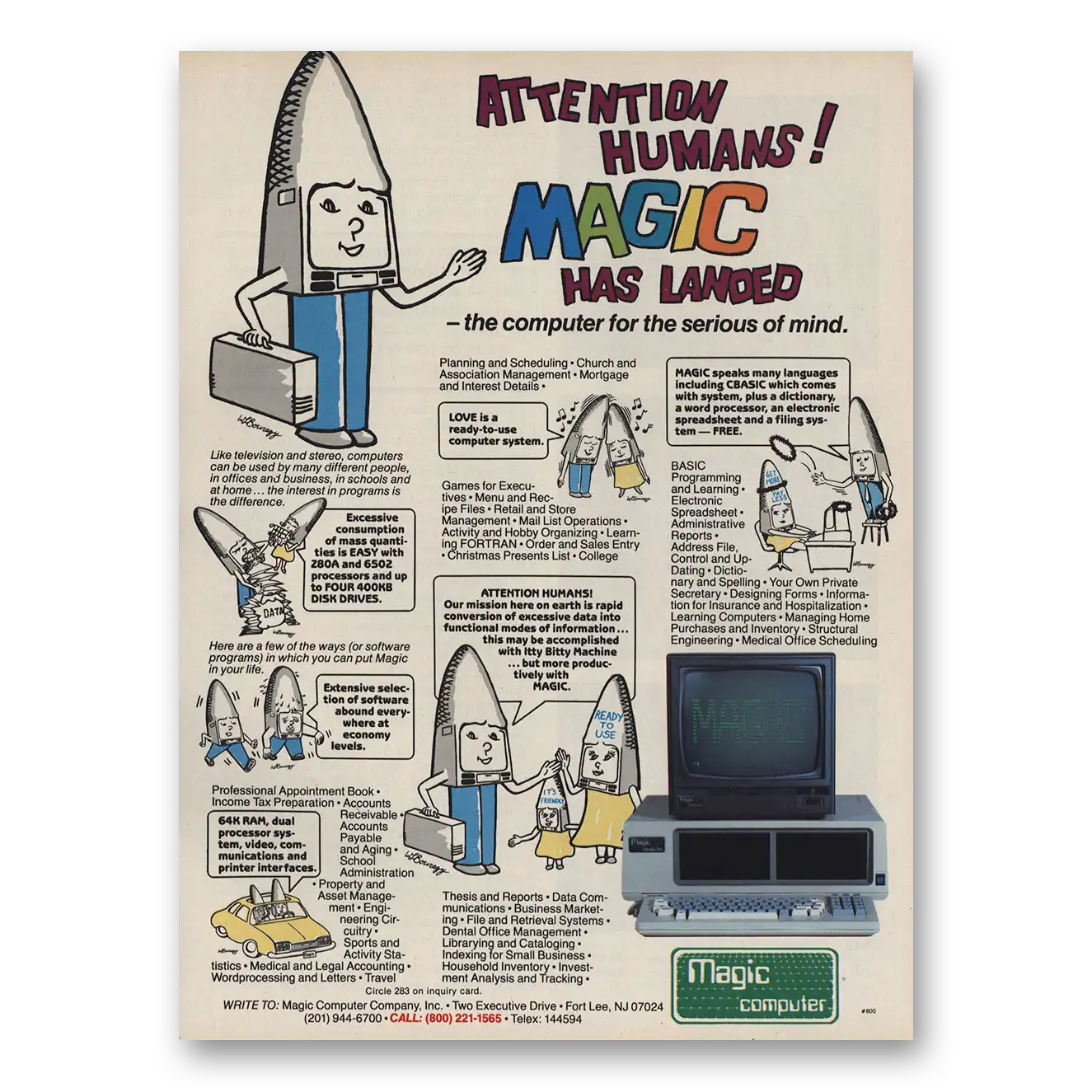 1983 Magic Computer Attention Humans Magic Has Landed Vintage Magazine Print Ad