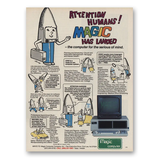 1983 Magic Computer Attention Humans Magic Has Landed Vintage Magazine Print Ad