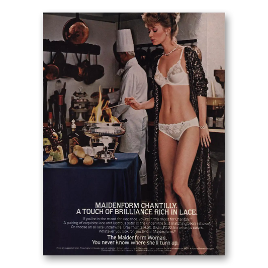 1983 Maidenform Undergarments Chantilly Touch of Brilliance Rich In Lace Vintage Magazine Print Ad