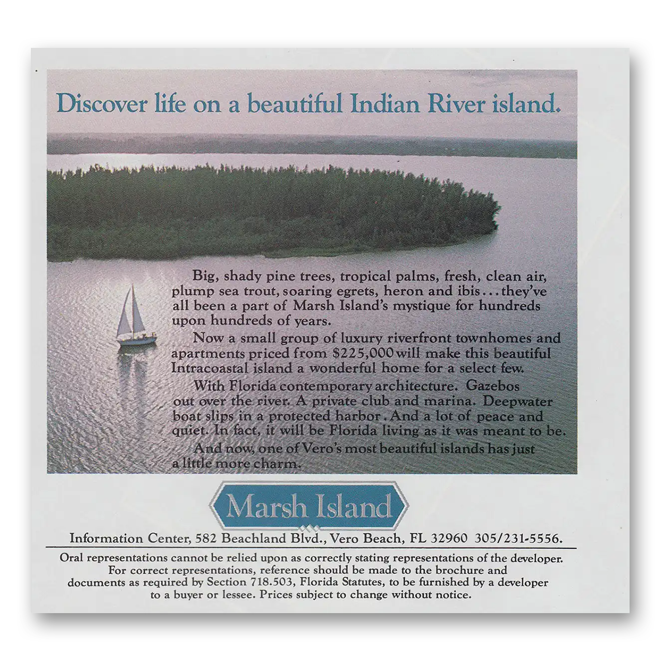 1983 Marsh Island Life On a Beautiful Indian River Island Vintage Magazine Print Ad