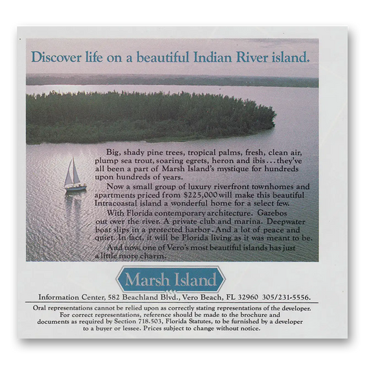 1983 Marsh Island Life On a Beautiful Indian River Island Vintage Magazine Print Ad