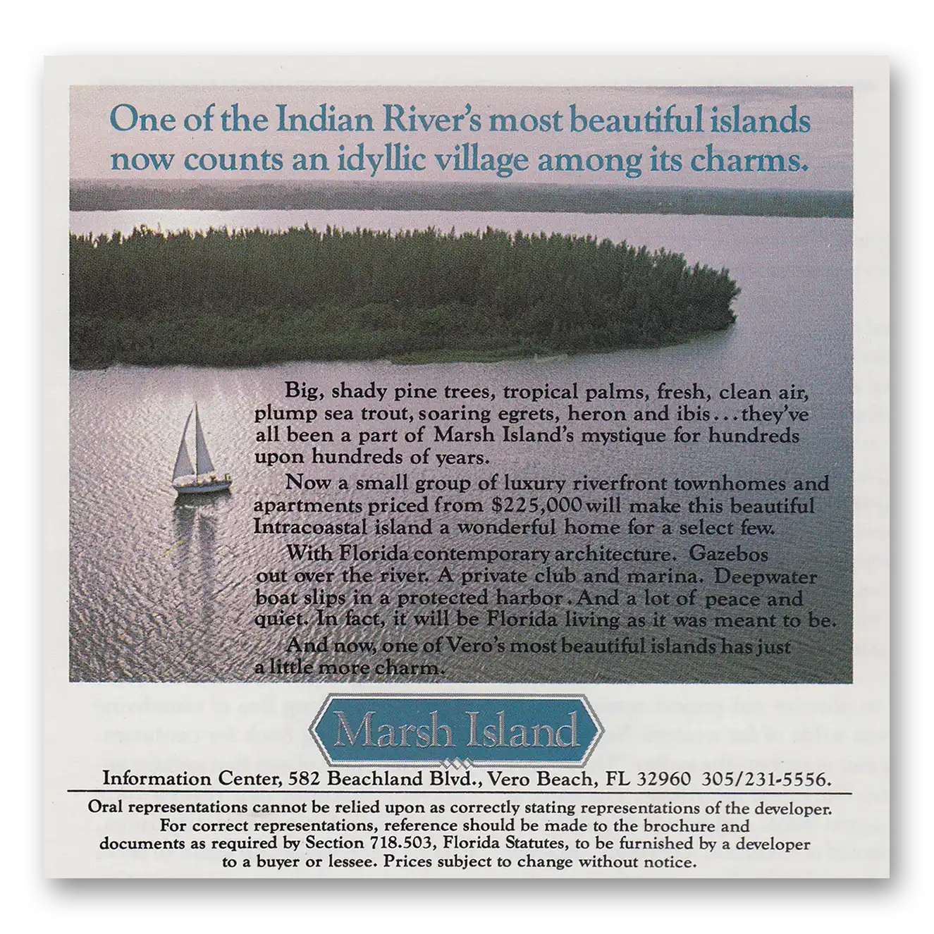 1983 Marsh Island One of the Indian Rivers Most Beautiful Vintage Magazine Print Ad