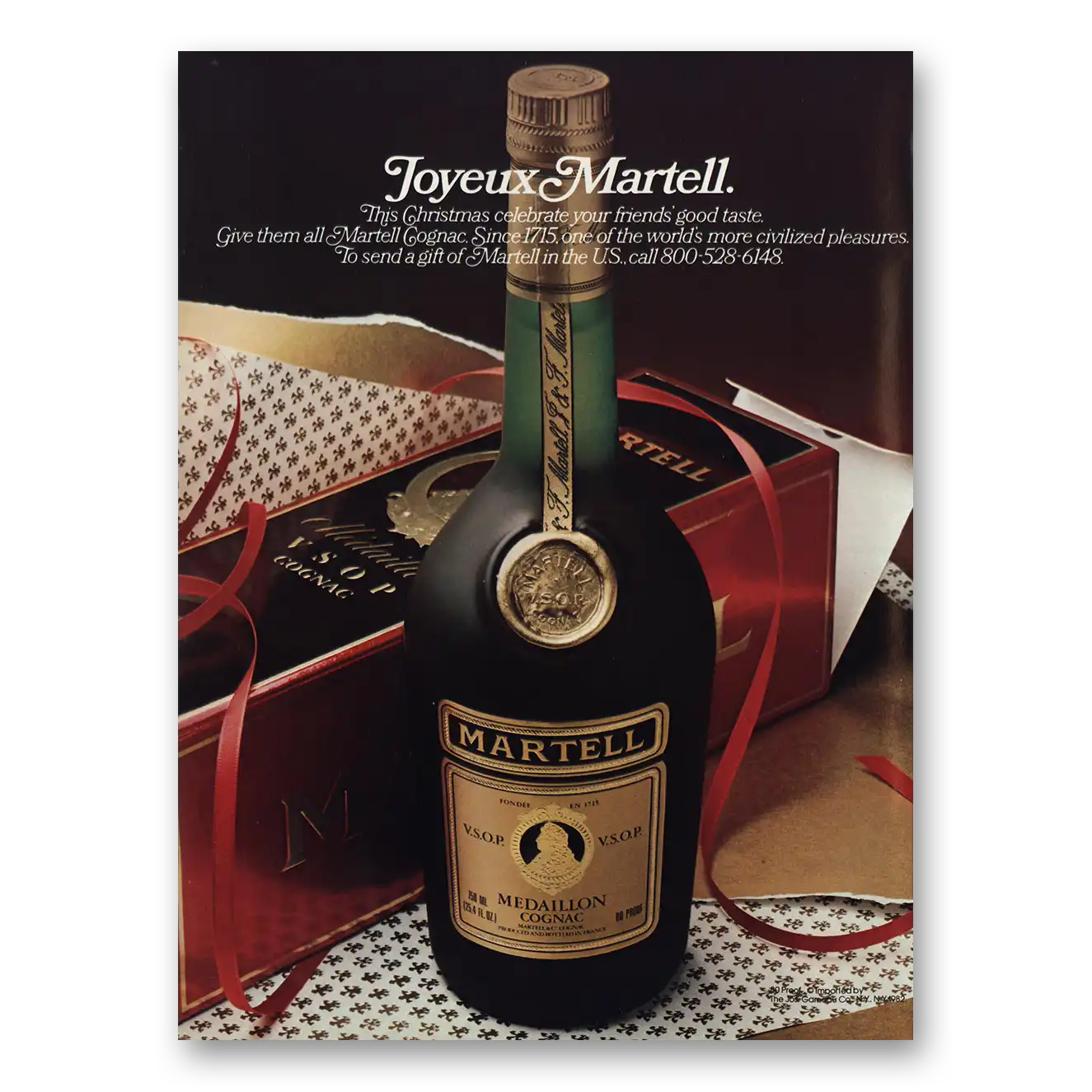 1983 Martell Cognac Joyeux Martell Vintage Magazine Print Ad