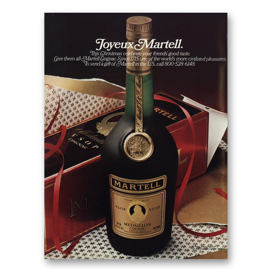 1983 Martell Cognac Joyeux Martell Vintage Magazine Print Ad