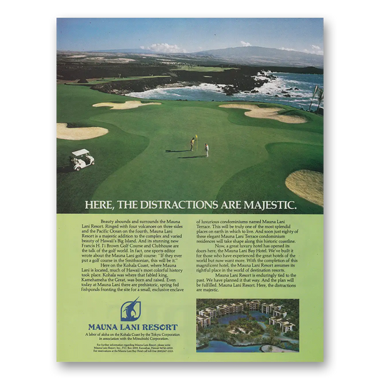 1983 Mauna Lani Resort Distractions Are Majestic Golf Course Vintage Magazine Print Ad