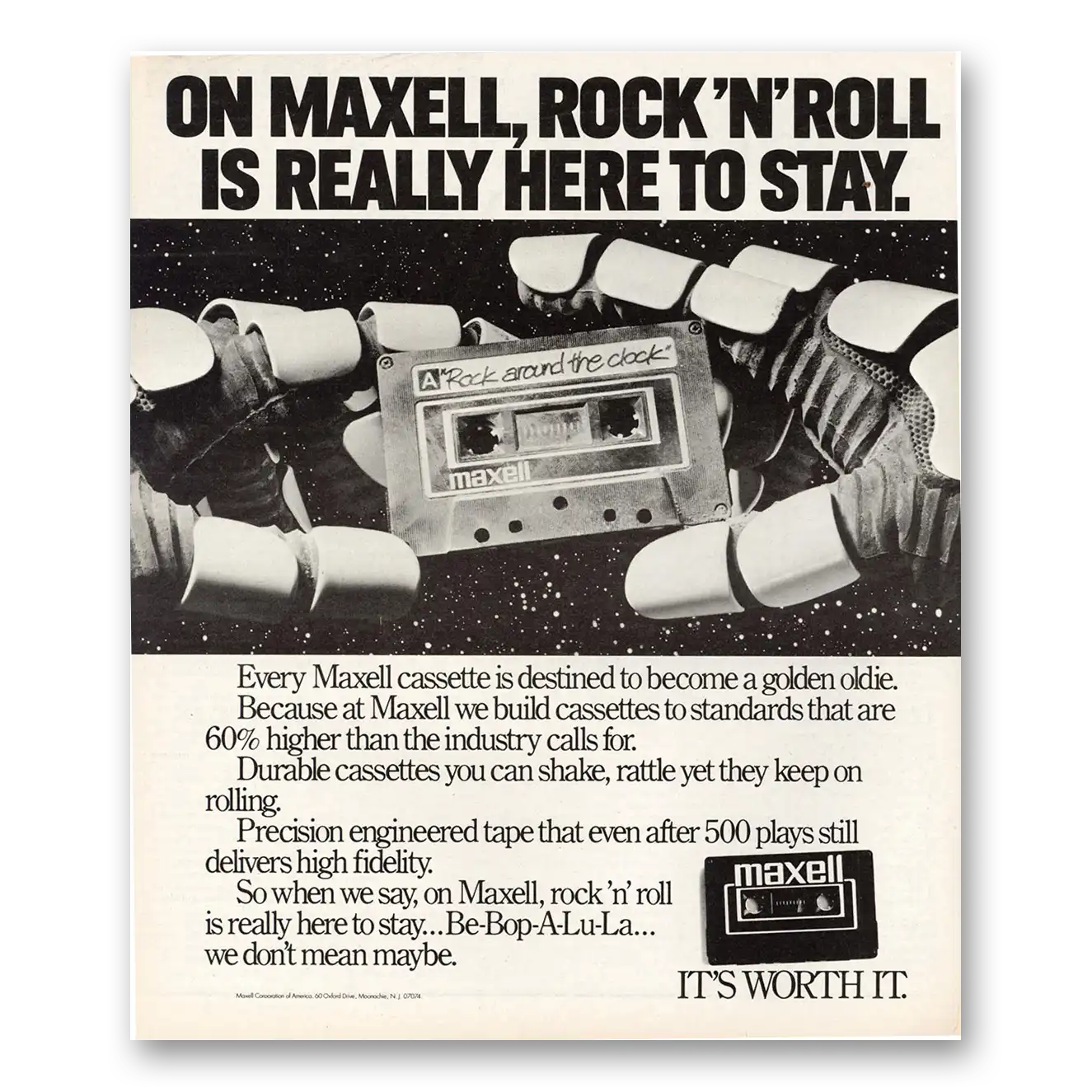 1983 Maxwell Cassette Tapes Rock n Roll Is Really Here to Stay Vintage Magazine Print Ad