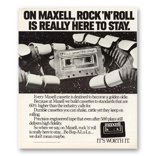 1983 Maxwell Cassette Tapes Rock n Roll Is Really Here to Stay Vintage Magazine Print Ad