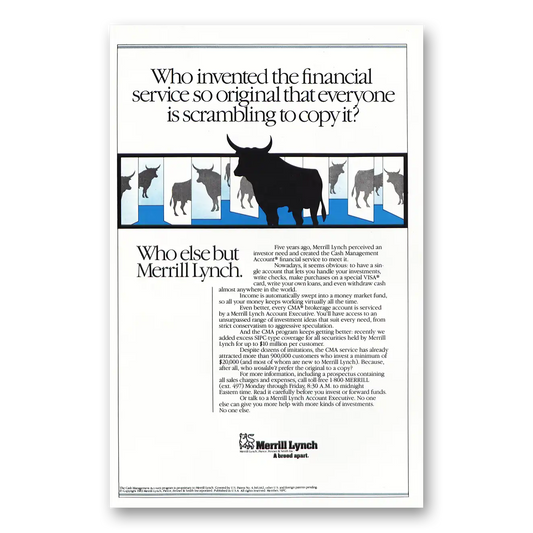 1983 Merrill Lynch Everyone Is Scrambling to Copy It Vintage Magazine Print Ad