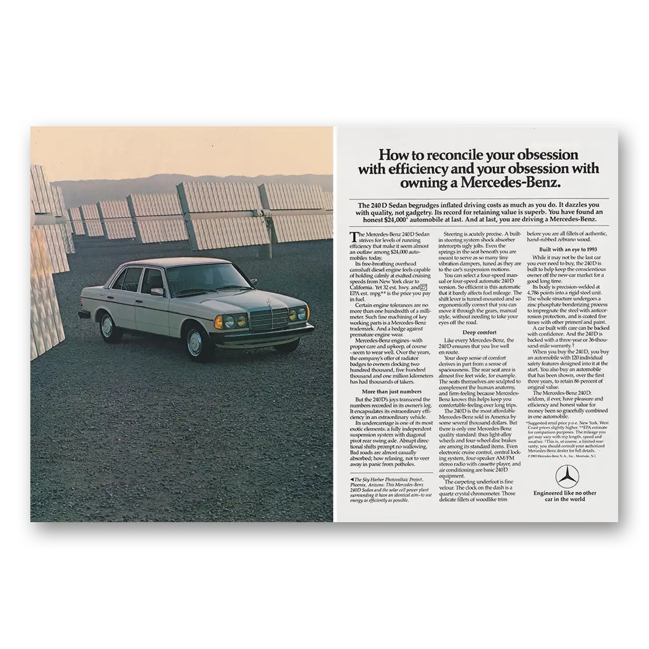 1983 Mercedes Benz 240D Reconcile Your Obsession Vintage Magazine Print Ad