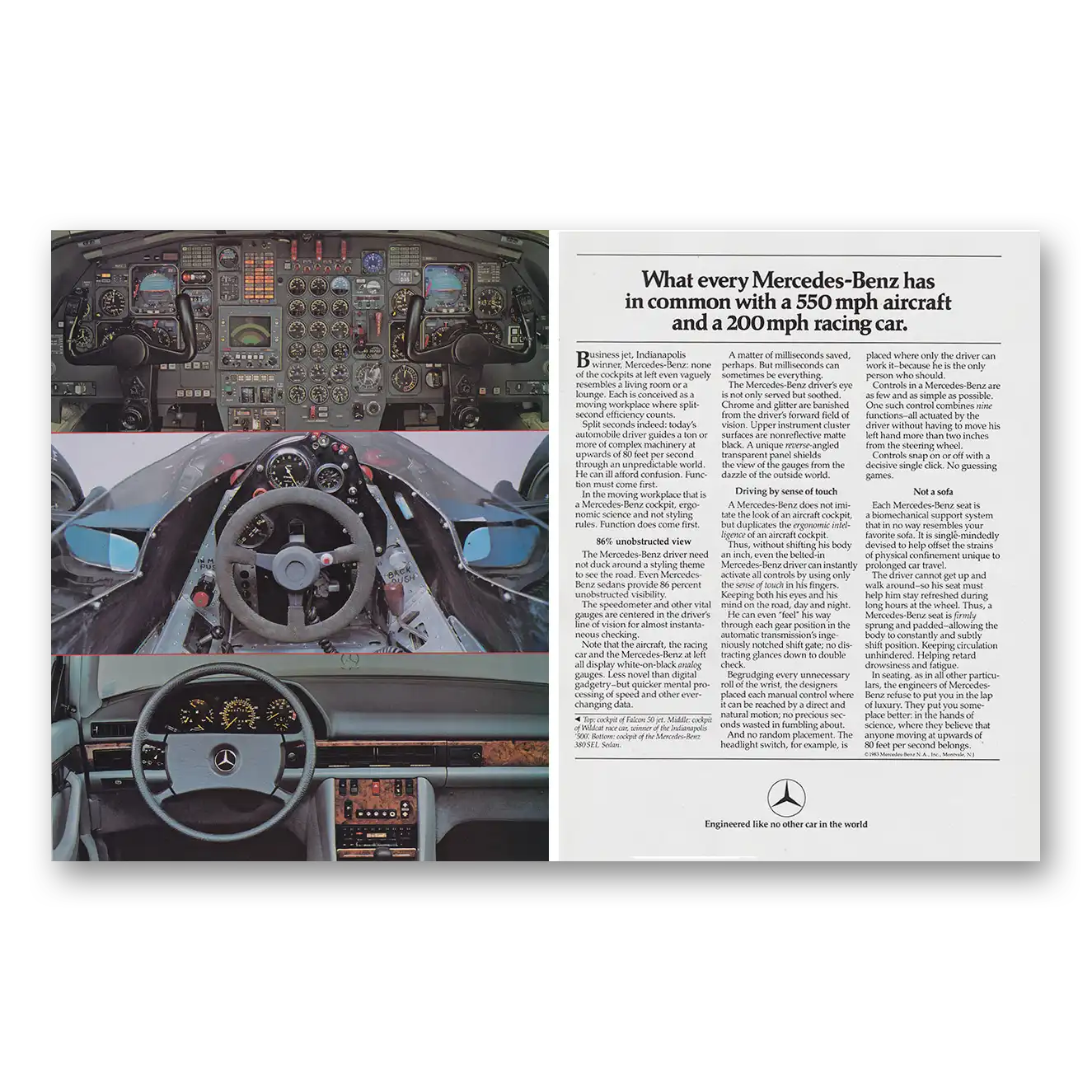 1983 Mercedes Benz Wildcat Race Car Has In Common With a 550 Mph Aircraft Vintage Magazine Print Ad