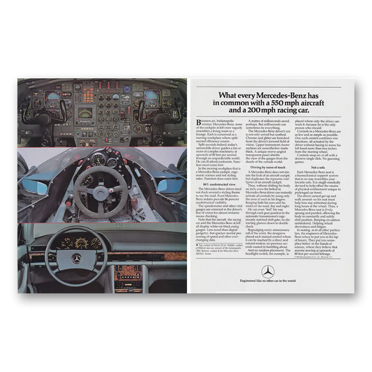 1983 Mercedes Benz Wildcat Race Car Has In Common With a 550 Mph Aircraft Vintage Magazine Print Ad