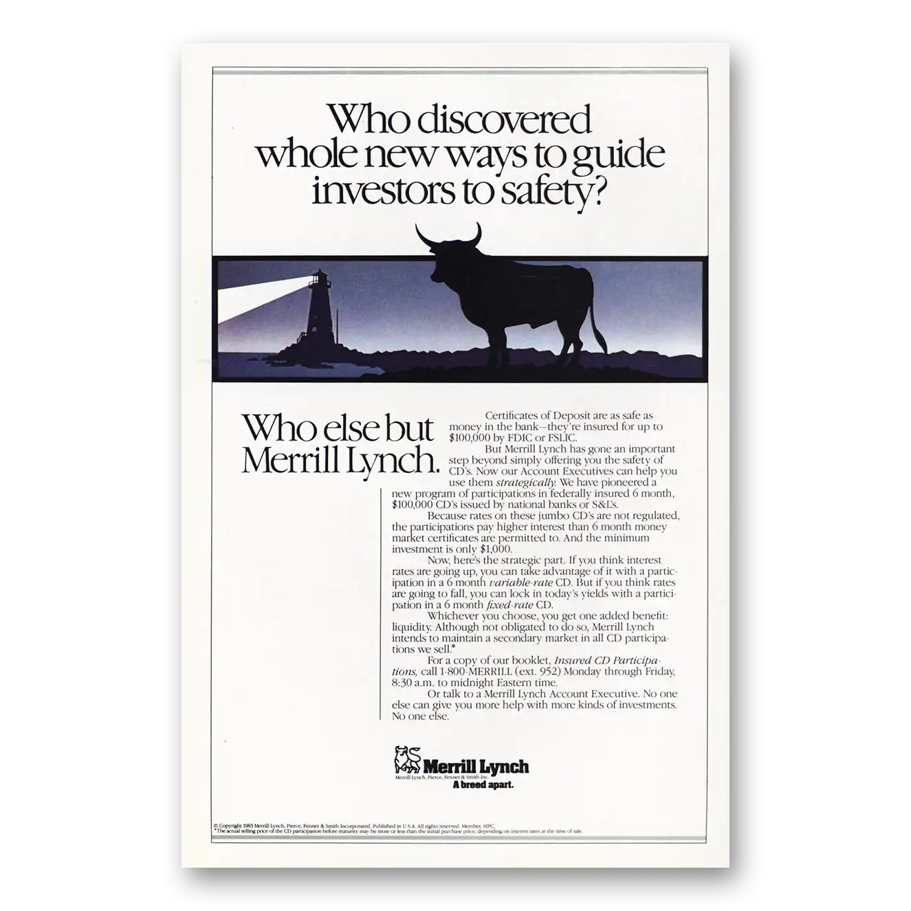 1983 Merrill Lynch Whole New Ways to Guide Investors Vintage Magazine Print Ad