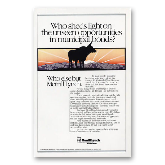 1983 Merrill Lynch Sheds Light on the Unseen Opportunity Vintage Magazine Print Ad