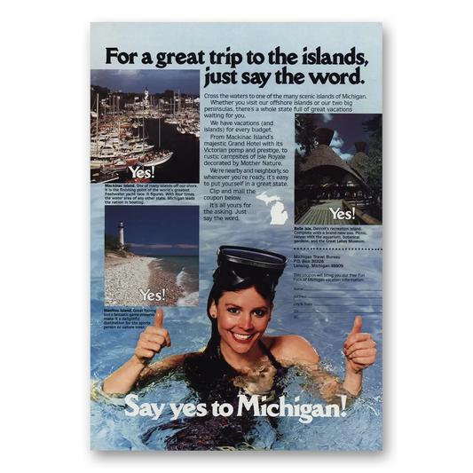 1983 Michigan Great Trip to the Islands Mackinac Manitou Vintage Magazine Print Ad