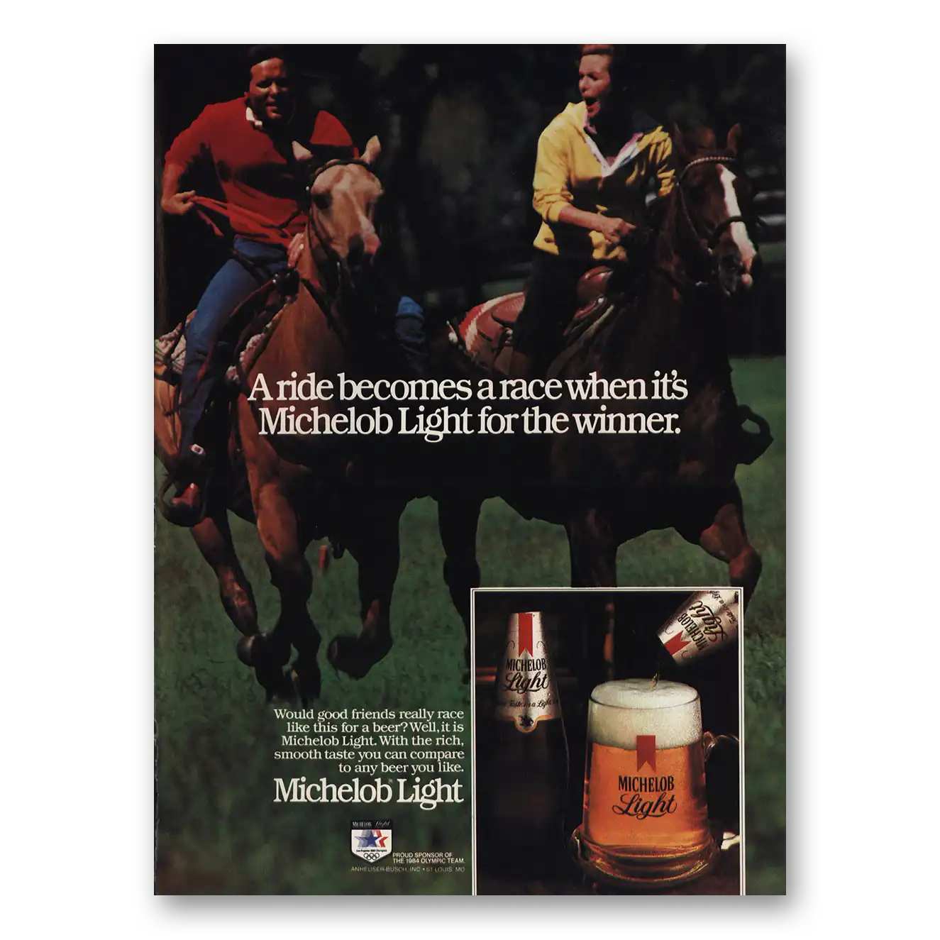 1983 Michelob Beer Ride Becomes Race Vintage Magazine Print Ad