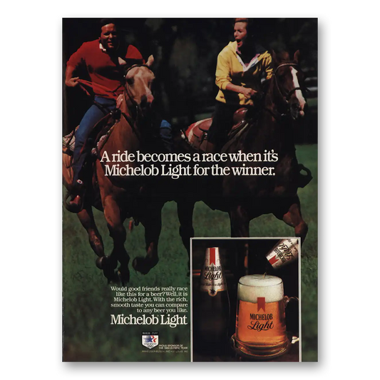 1983 Michelob Beer Ride Becomes Race Vintage Magazine Print Ad