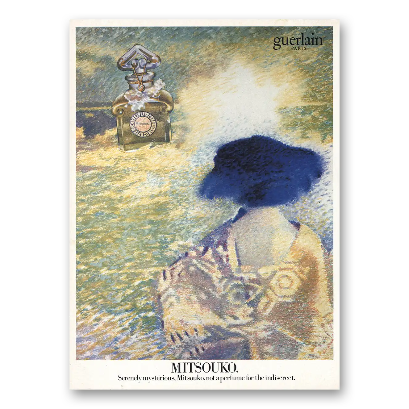 1983 Mitsouko Perfume Serenely Mysterious Vintage Magazine Print Ad