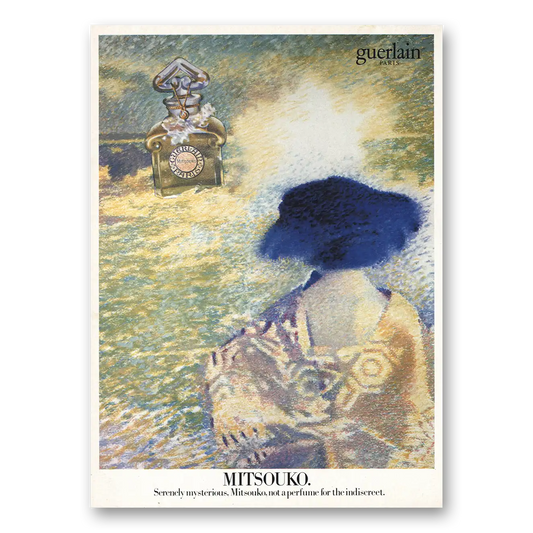 1983 Mitsouko Perfume Serenely Mysterious Vintage Magazine Print Ad