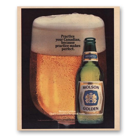 1983 Molson Beer Practice Your Canadian Vintage Magazine Print Ad