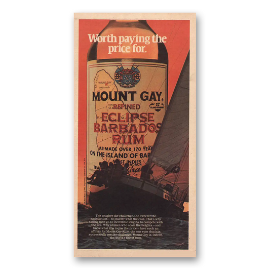 1983 Mount Gay Rum Worth Paying Price Vintage Magazine Print Ad