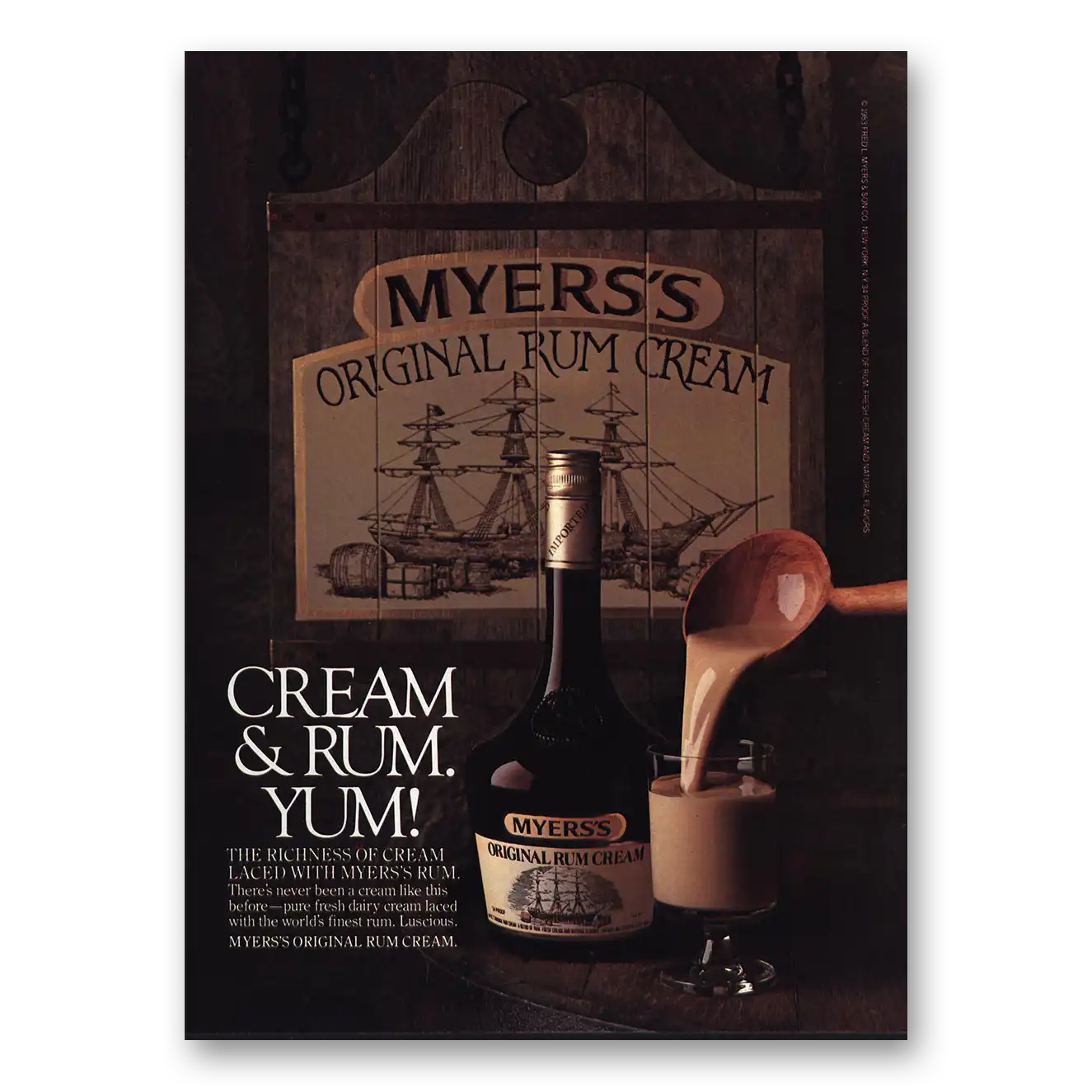 1983 Myers Rum Cream Rum Yum Vintage Magazine Print Ad