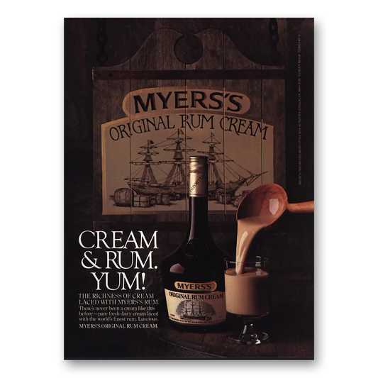 1983 Myers Rum Cream Rum Yum Vintage Magazine Print Ad