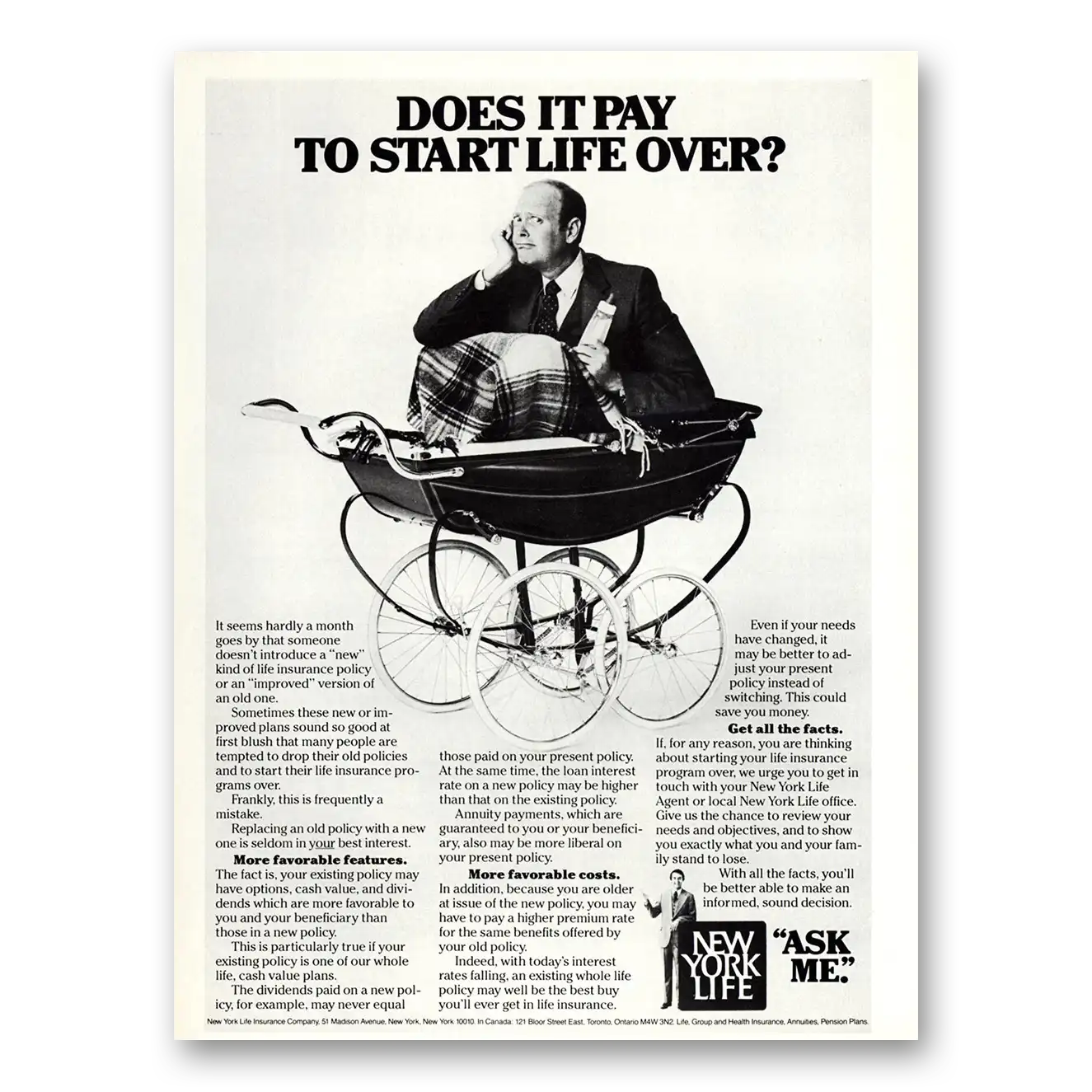 1983 New York Life Insurance Does It Pay To Start Life Over Vintage Magazine Print Ad