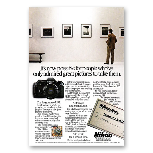 1983 Nikon Camera Admired Great Pictures Vintage Magazine Print Ad