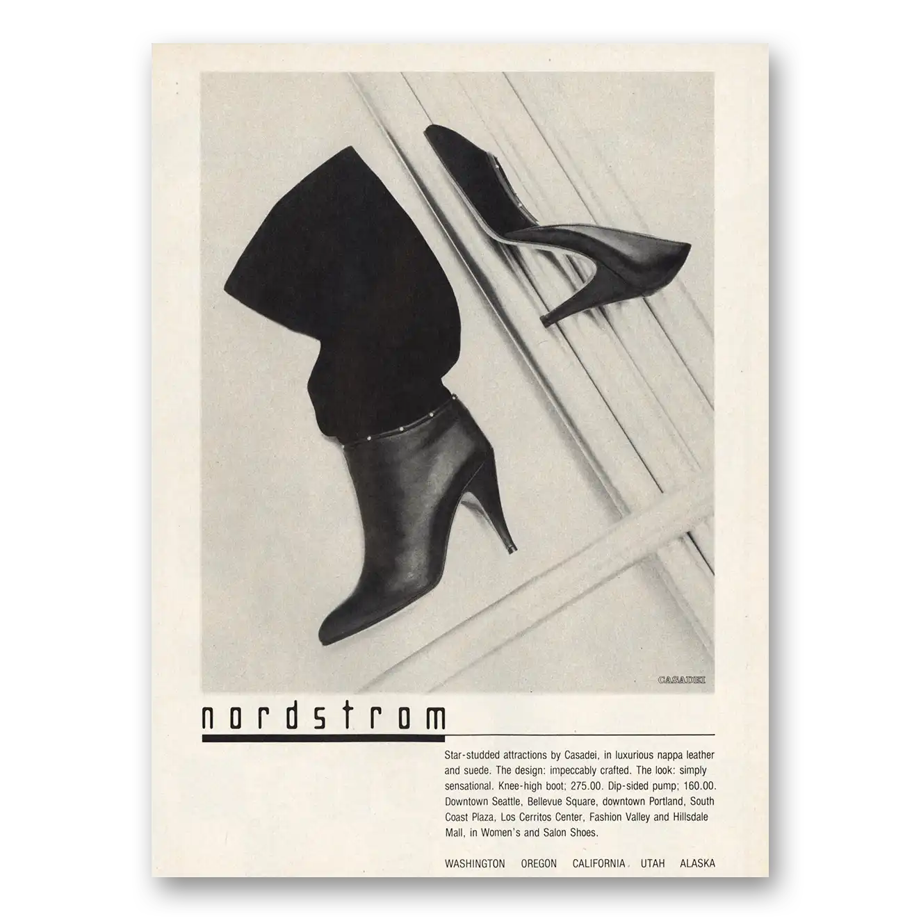 1983 Nordstrom Star Studded Attractions Casadei Vintage Magazine Print Ad